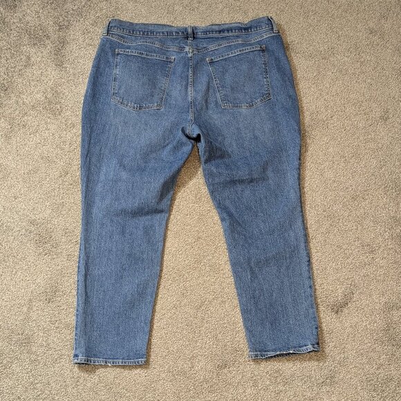 OLD NAVY Mid-Rise Boyfriend Blue Stretch Denim Tapered Distressed Jeans; Size 18 - Picture 2 of 4